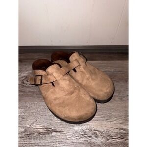 Cliffs by White Mountain Brooke Tan Suede Textile Clogs Mules Womens 8M F27246